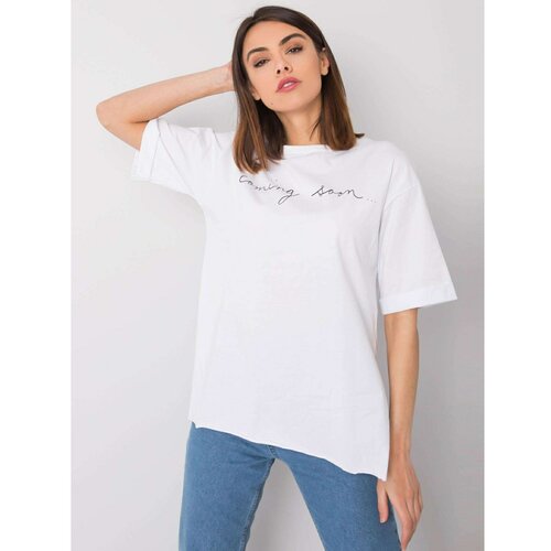 Fashion Hunters RUE PARIS White t-shirt with an inscription Slike