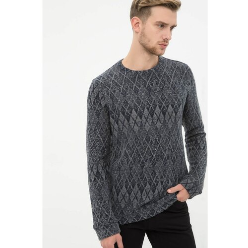 Koton Men's Gray Patterned Sweater Slike