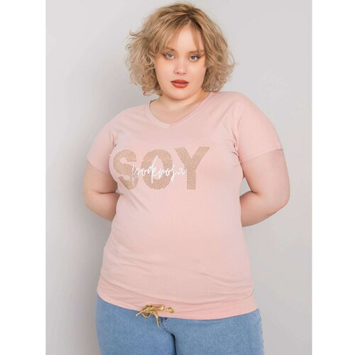 Fashion Hunters Dusty pink plus size blouse with ribbing Slike