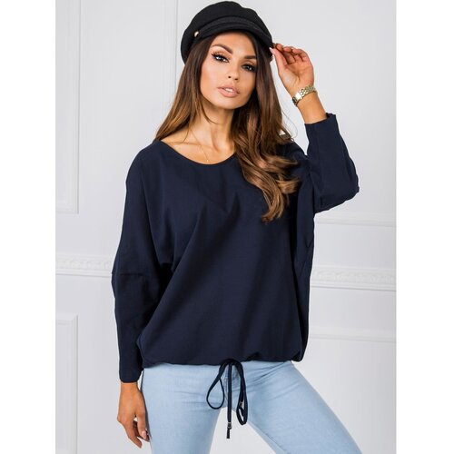 Fashion Hunters Blouse with an excess of navy blue cotton Slike