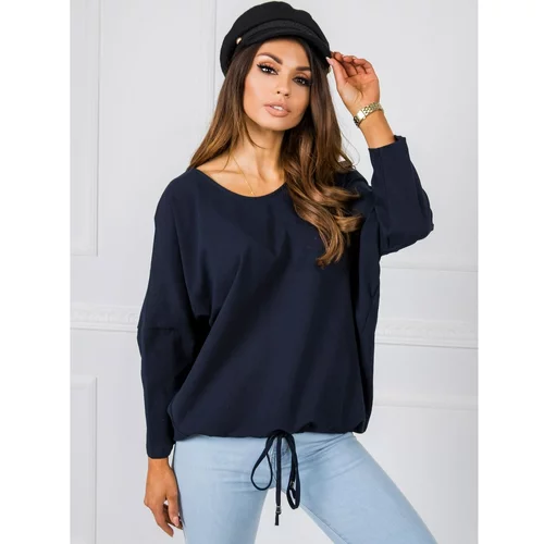 Fashion Hunters Blouse with an excess of navy blue cotton
