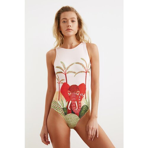 Trendyol Ženski kupaći kostim Tropical Patterned Slike
