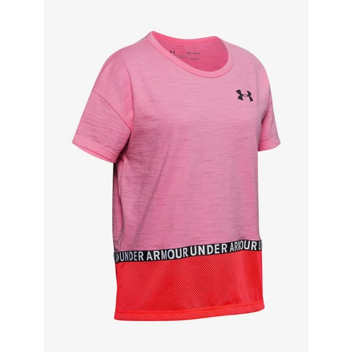 Under Armour T-shirt Charged Cotton Taped SS T-Shirt-PNK - Girls
