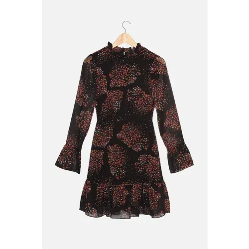 Trendyol Brown Floral Pattern Dress