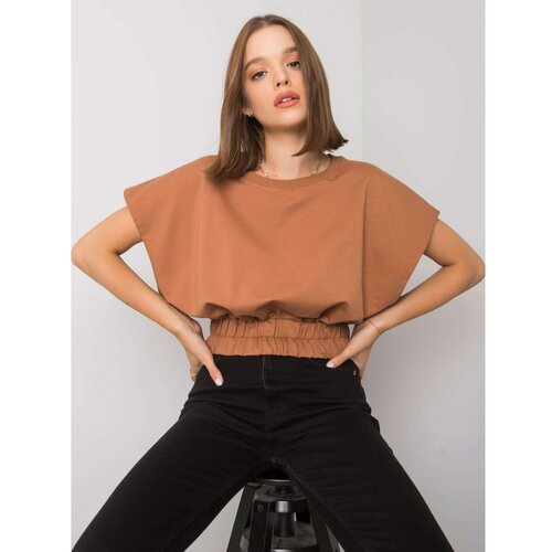 Fashion Hunters Light brown sweatshirt with short sleeves Slike