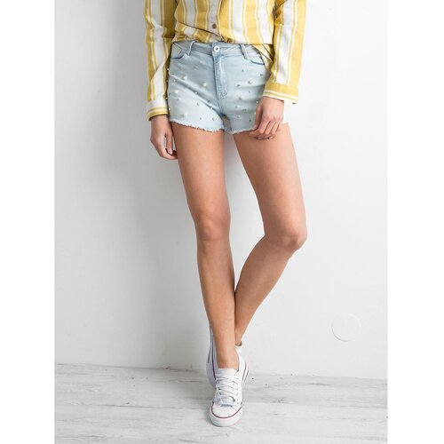 Fashion Hunters Light blue denim shorts with pearls Cijene