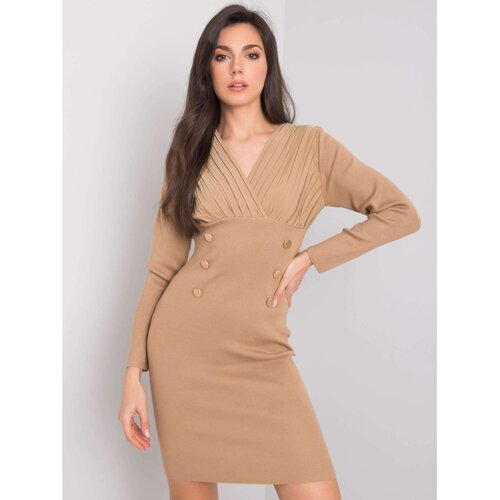 Fashion Hunters Dark beige fitted dress Slike