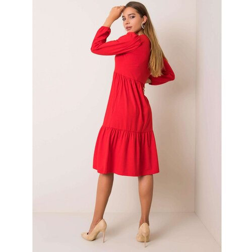 Fashion Hunters Ženska haljina Midi krema tamnocrvena | Crveno Slike
