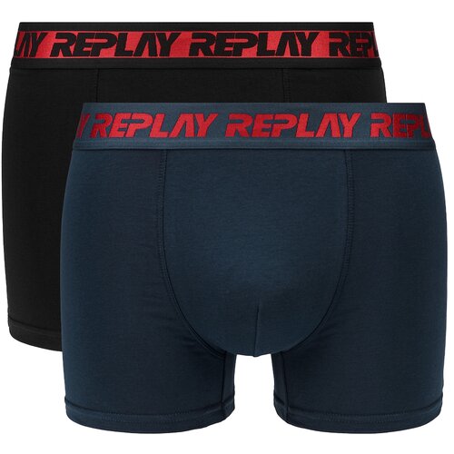 Replay Boxer Style Boxers 6 T/C Metallic Cuff 2Pcs Box - Dark Blue/Black/Red - Men&amp;#039;s Slike