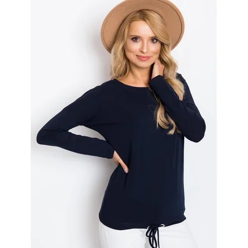 Fashion Hunters Basic navy blue blouse with long sleeves