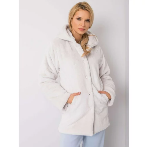 Fashion Hunters Light gray fur coat from Emilia RUE PARIS