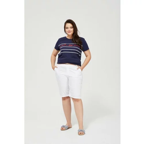 Moodo Cotton shorts with a belt - white