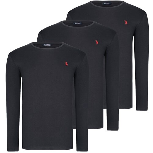 Dewberry TRIPLE SET T8588 ROUND COLLAR MEN'S SWEATSHIRT-BLACK-BLACK-BLACK Cijene