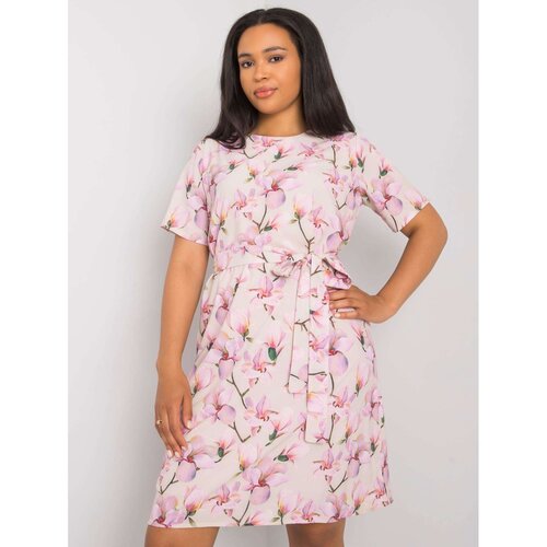 Fashion Hunters Beige patterned plus size dress Celene Slike