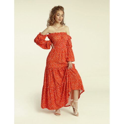 Madnezz Ženska haljina Colombiana Mad545 smeđa | krema | Crveno Slike