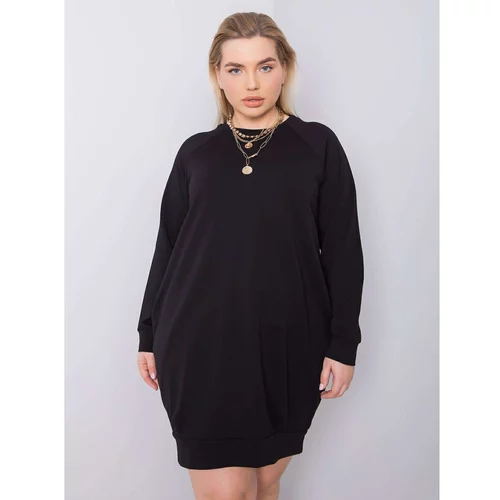 Fashion Hunters Black plus size dress with long sleeves