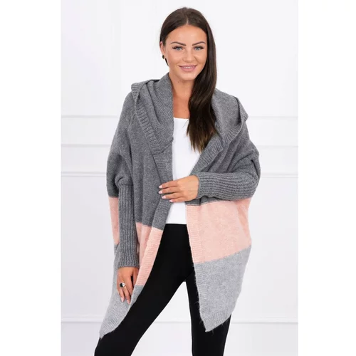 Kesi Three-color hooded sweater graphite+powdered pink+gray