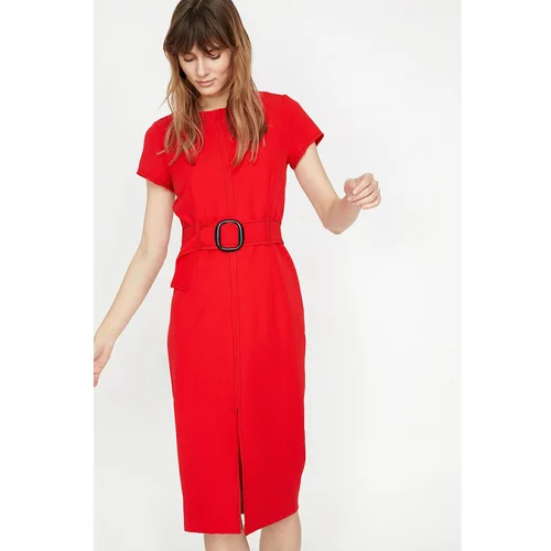 Koton Women's Red Belt Detailed Dress