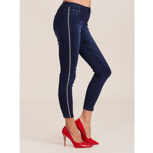 Fashion Hunters Fitted jeans with dark blue stripes Slike