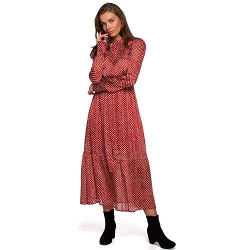 Stylove Ženska haljina S238 Model 2 crna | tamnocrvena | pink Slike
