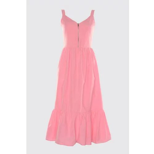 Trendyol Pink Gipe Detailed Zipper Dress