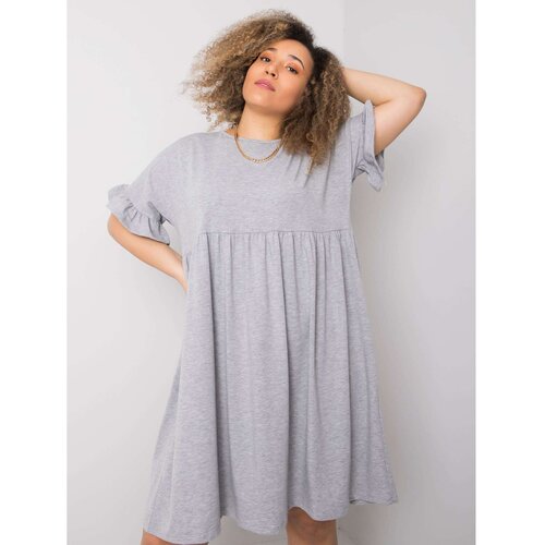 Fashion Hunters Gray cotton plus size dress Slike