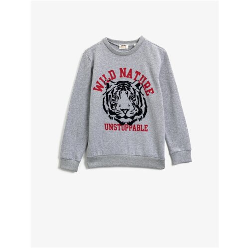 Koton boys gray crew neck long sleeve printed sweatshirt Slike