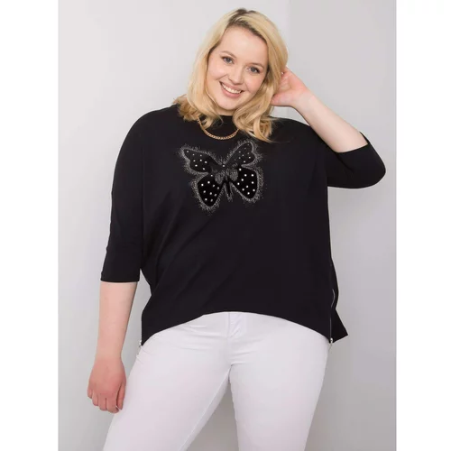 Fashion Hunters Black cotton blouse with an application