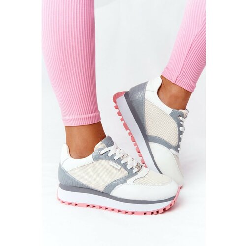 Kesi Kožne sportske cipele na platformi GOE HH2N4008 Bijela bijela | roza | siva Slike