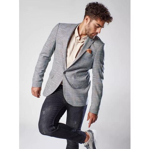 DStreet Navy blue men's checked jacket MX0559 Slike