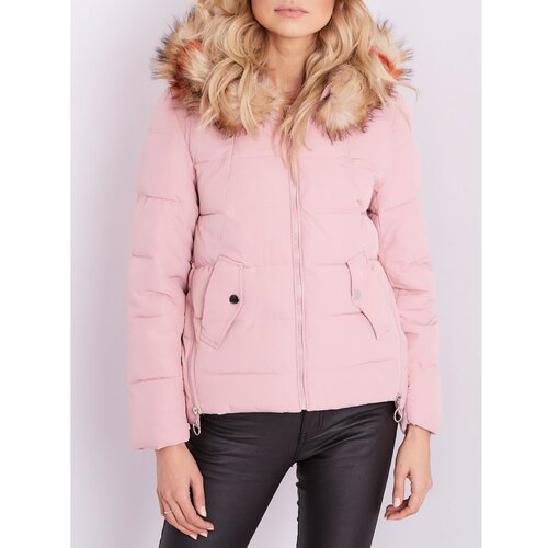 Fashion Hunters Ženska prošivena jakna sa kapuljačom, svijetlo ružičasta Slike