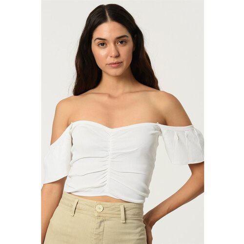 Dewberry Z2008 MISS KROP BLOUSE-SNOW WHITE Slike