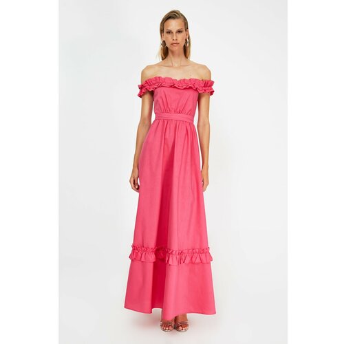 Trendyol Fuchsia Frilly Poplin Večernja haljina i haljina za maturu Pink | Crveno Cene