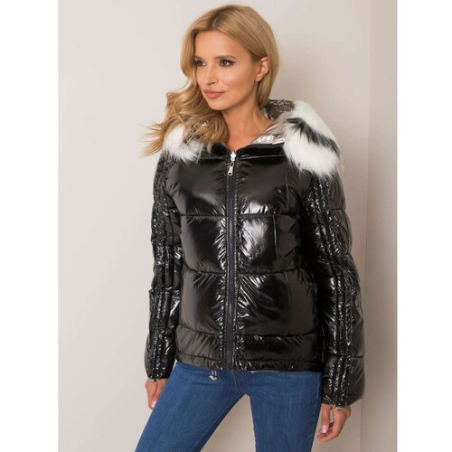 Fashion Hunters Crna, reverzibilna zimska jakna sa krznom crna | siva Slike