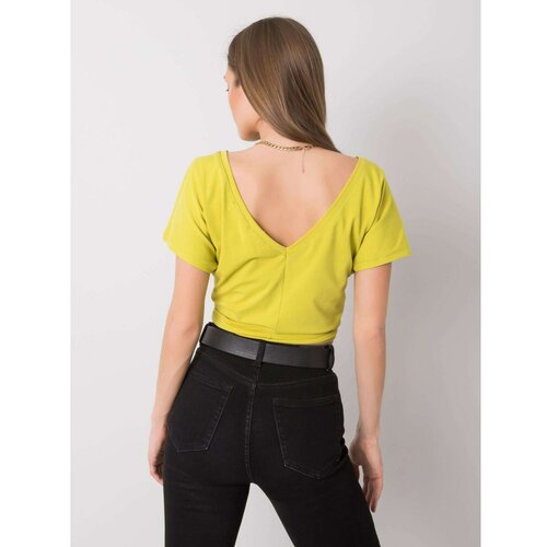 Fashion Hunters T-shirt with a back neckline in lime green Slike