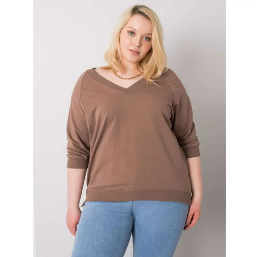 Fashionhunters Bigger brown cotton sweatshirt