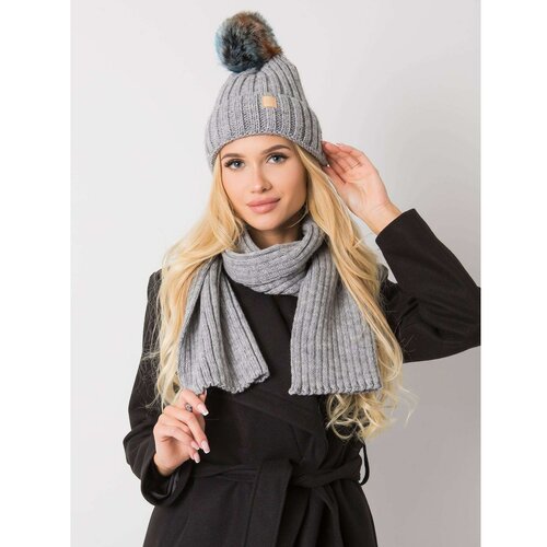 Fashion Hunters RUE PARIS Gray winter set, hat and scarf Slike