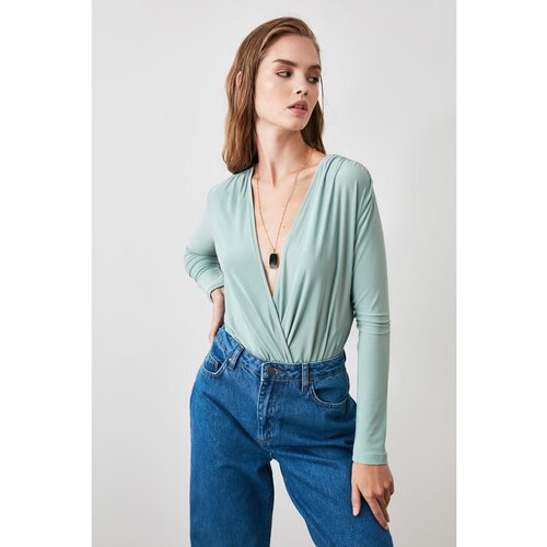 Trendyol Mint Double Breasted Collar Knitted Body Slike