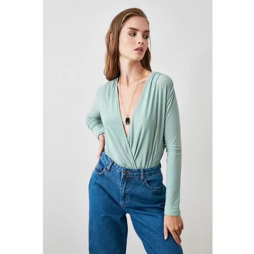 Trendyol Mint Double Breasted Collar Knitted Body