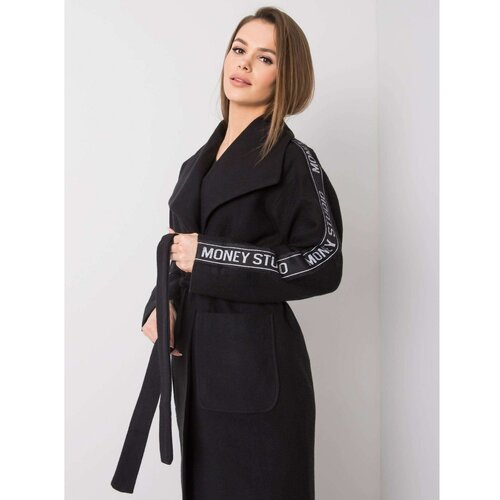 Fashion Hunters Ženski crni kaput sa pojasom Slike