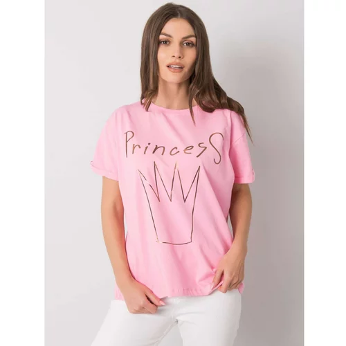 Fashion Hunters Women's pink cotton t-shirt with print