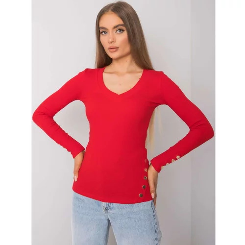Fashion Hunters RUE PARIS Women's red blouse with long sleeves
