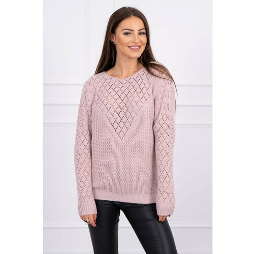 Kesi Ažur džemper u prahu ružičasta crna | pink Cene