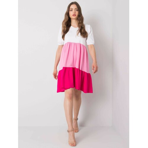 Fashion Hunters RUE PARIS White and pink cotton dress Slike