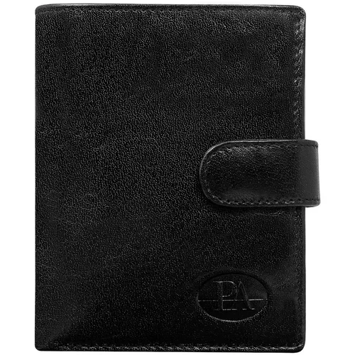Fashion Hunters Black classic men's leather wallet with a press stud