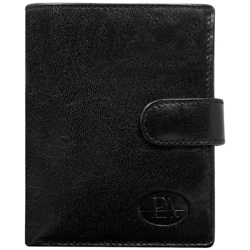 Fashionhunters Black classic men's leather wallet with a press stud