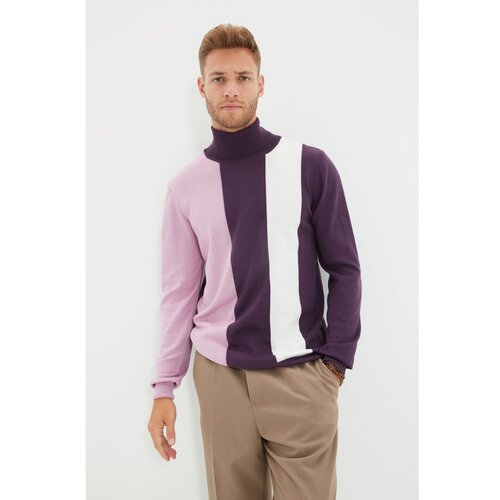 Trendyol Jorgovan muški pulover u boji sa tankim rukavom u boji Slike