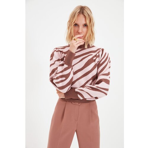 Trendyol Dried Rose Animal Jacquard Knitwear Sweater Slike