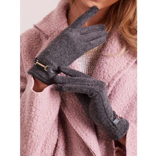 Fashionhunters Classic dark gray women´s gloves Cene