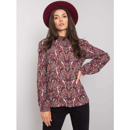 Fashion Hunters FRESH MADE Dark brown blouse with a print Slike